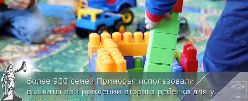 Более 900 семей Приморья использовали выплаты при рождении второго ребенка для улучшения жилищных условий, сообщает www.primorsky.ru